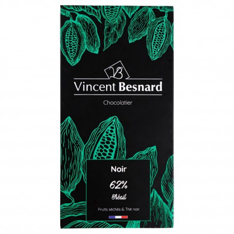 Tablette Noir 62% Brésil - Vincent Besnard Chocolatier Pâtissier