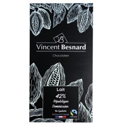Tablette Lait 42% République Dominicaine Bio Equitable - Vincent Besnard Chocolatier Pâtissier