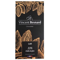 Tablette lait 33% Eclats de fève - Vincent Besnard Chocolatier Pâtissier